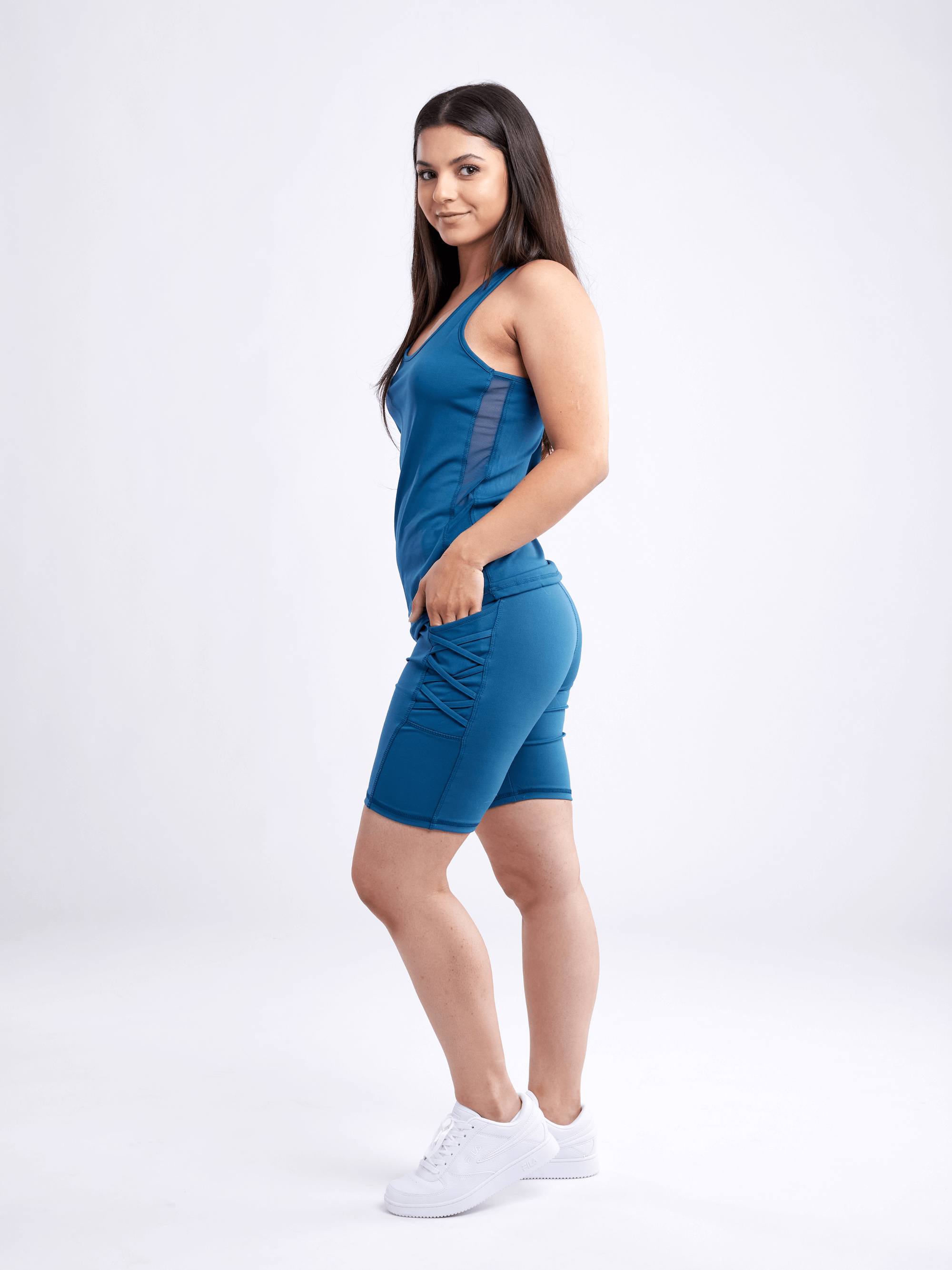 Black Lavender JupiterGear sports tank top with side mesh panels, lightweight activewear for workout or athletic activities.