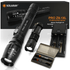 Black Lavender Solaray ZX-1XL LED tactical flashlight kit with 18650 batteries, designed for camping and outdoor use.