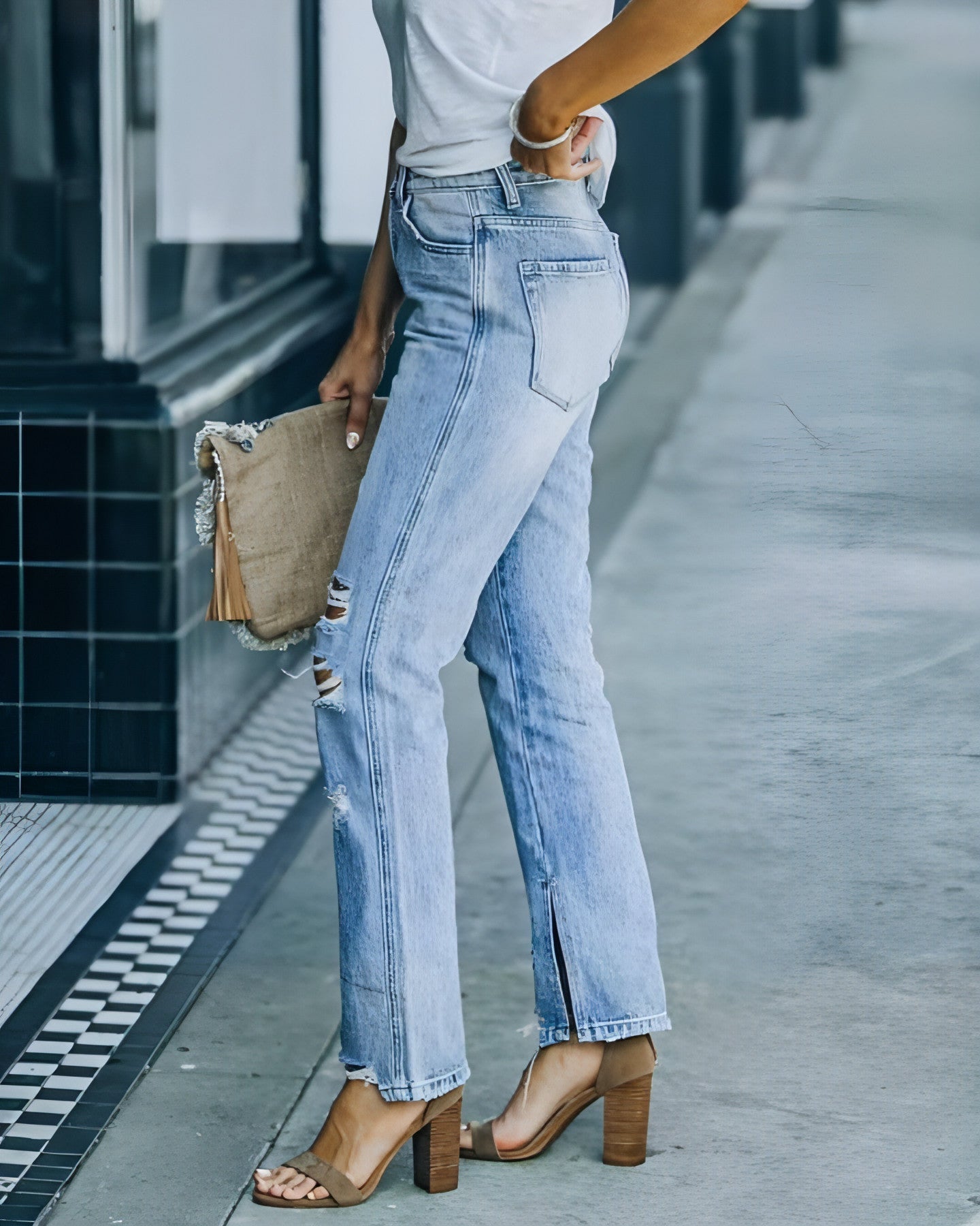 Carmine Juneberry SkyFade™ fashion street washed jeans featuring a relaxed fit and faded denim look.