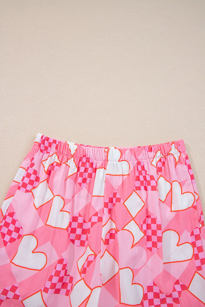 Byzantium Bay Valentine Heart shirt and shorts pajama set showing red heart print on soft fabric for comfortable sleepwear.