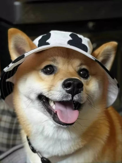 Pear Daisy pet bucket hat, home and garden style, featuring a wide brim and decorative design, perfect for pet accessories.