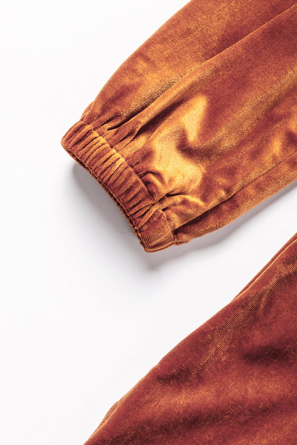 Chestnut split neck velvet tunic dress by Harlequin Daisy, featuring a stylish and comfortable bath and beauty outfit.