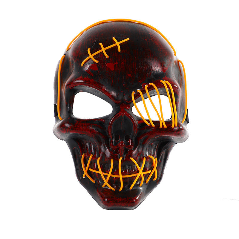 Maroon Asteria Halloween scary one-eyed pirate mask with LED light for cosplay, featuring a detailed pirate face with an eye patch.