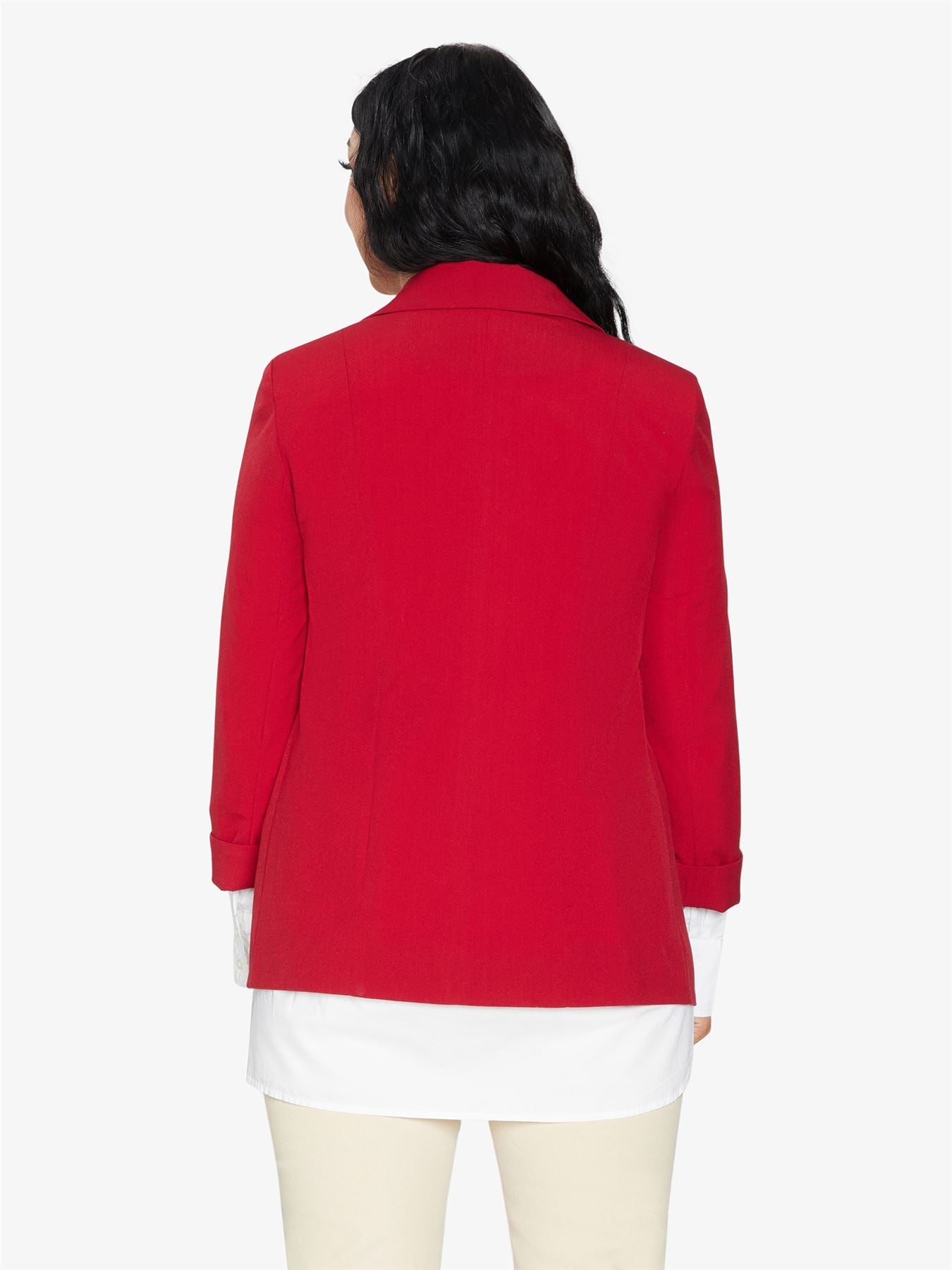 Rose Eleusis Edge To Edge Blazer, stylish tailored jacket with slim fit, lapel collar, and front pockets, perfect for formal or casual wear.