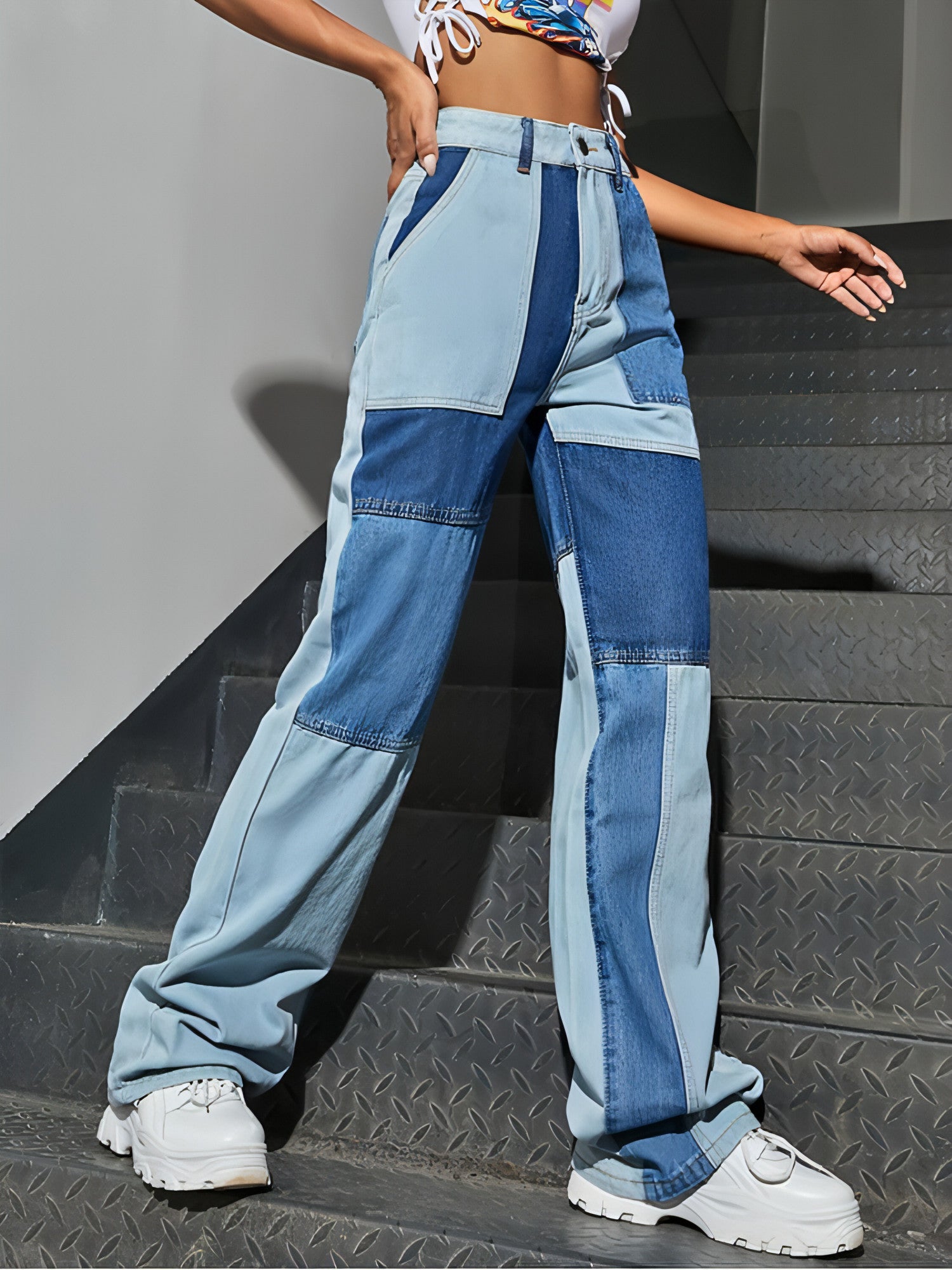Carmine Juneberry DenimDare™ straight stitching jeans showing classic denim fabric and detailed stitching on a model.