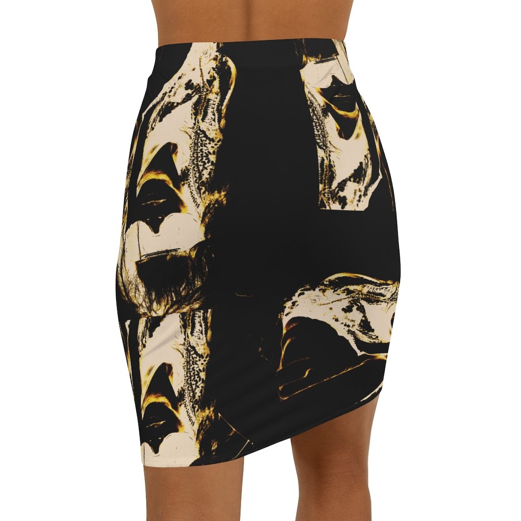 Erin Theia Art Grapha Bodycon Skirt from FIREBODY® featuring a sleek, fitted design perfect for stylish accessories.