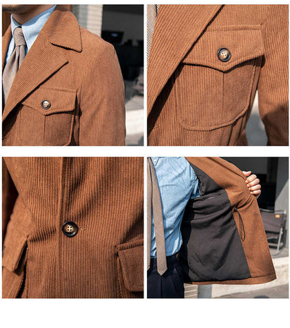 Carmine Juneberry Corduroy Command Jacket in Haute Edition 25 with button details and classic collar, styled for casual wear.