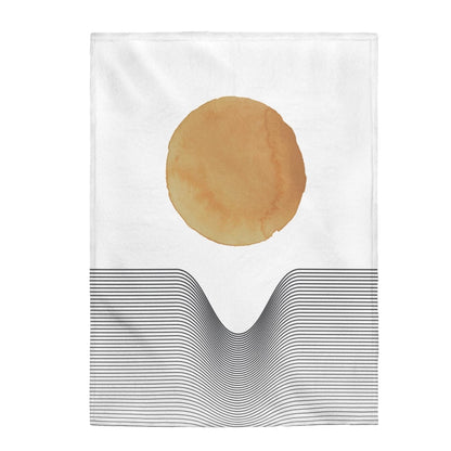 Yellow Pandora Abstract Sun Art plush throw blanket featuring vibrant sun-inspired abstract design for home decor.