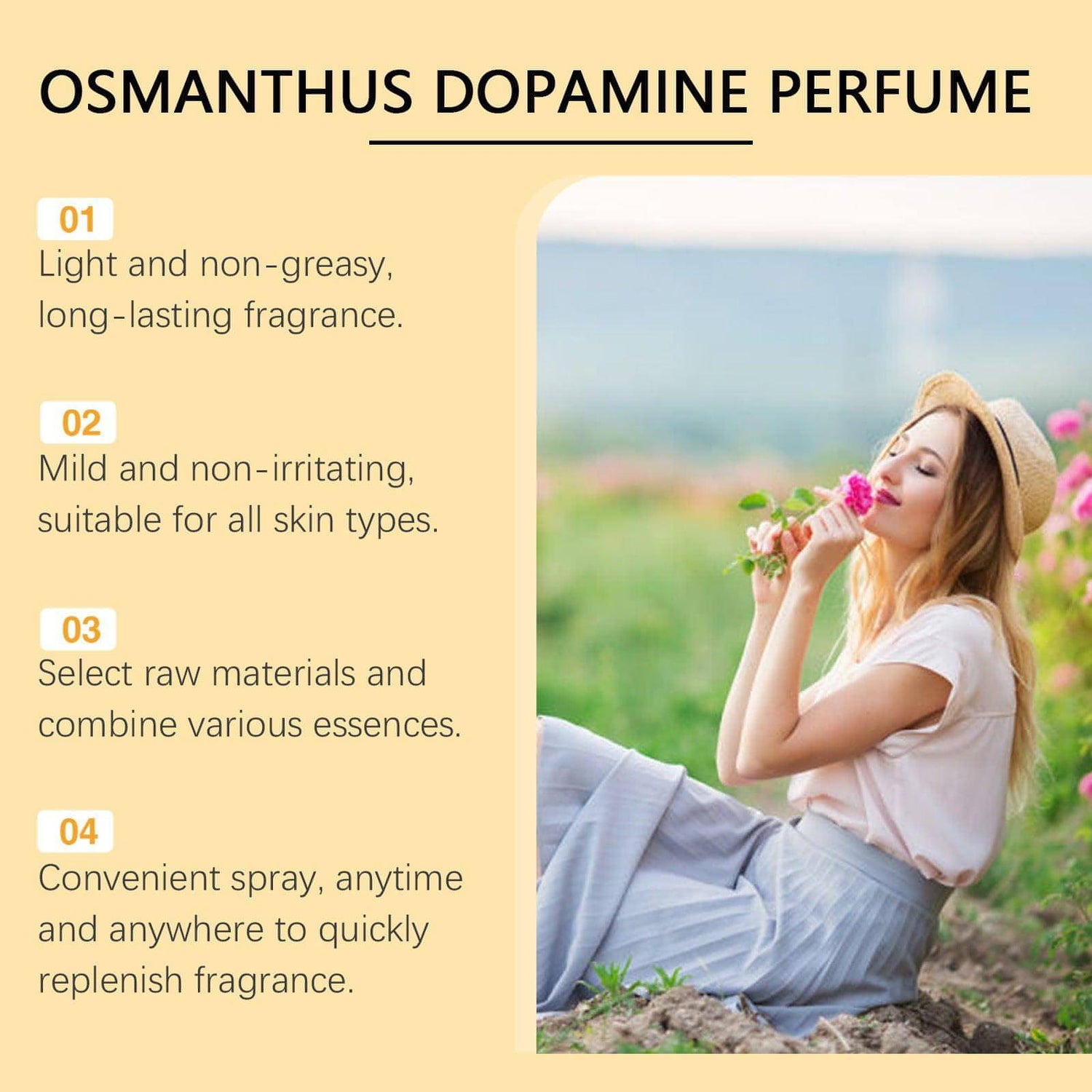 Carmine Juneberry Osmanthus Gilding perfume spray for long-lasting, light floral bodycare with elegant packaging.