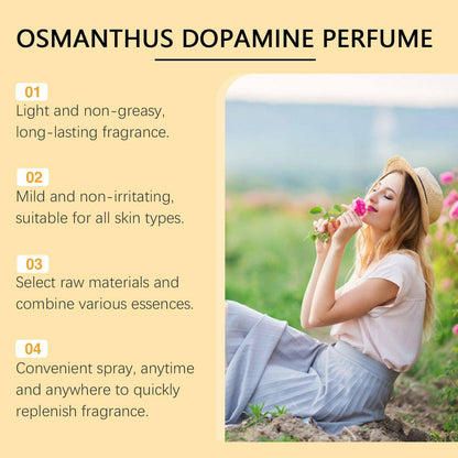 Carmine Juneberry Osmanthus Gilding perfume spray for long-lasting, light floral bodycare with elegant packaging.