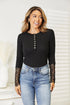 Carmine Juneberry double take crochet lace hem sleeve button top, stylish blouse with intricate lace details and button accents.