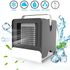Teal Simba USB mini negative ion cool fan air conditioner showing compact design with adjustable vents and power button.