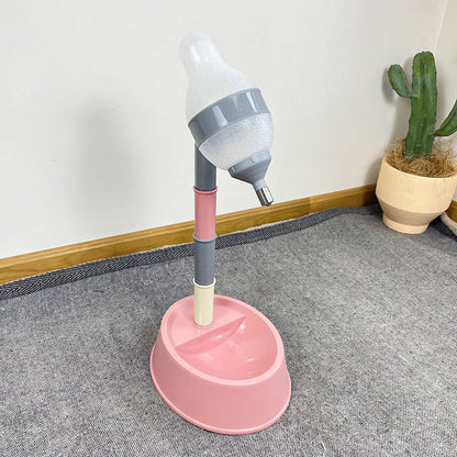 Maroon Asteria automatic pet water dispenser stand with adjustable height and feeder bowl for convenient pet hydration.