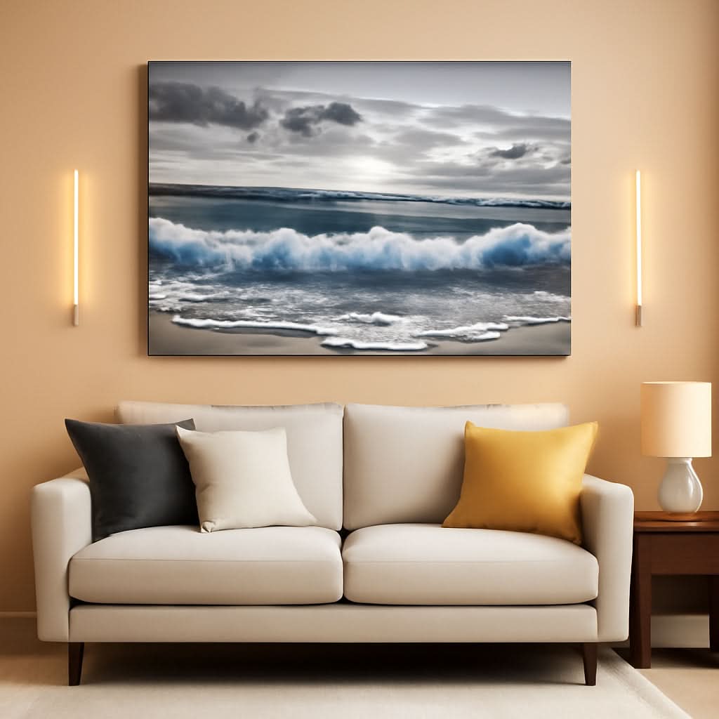 Monoch romatic Seascape Canvas Wall Art 20x40 Inches