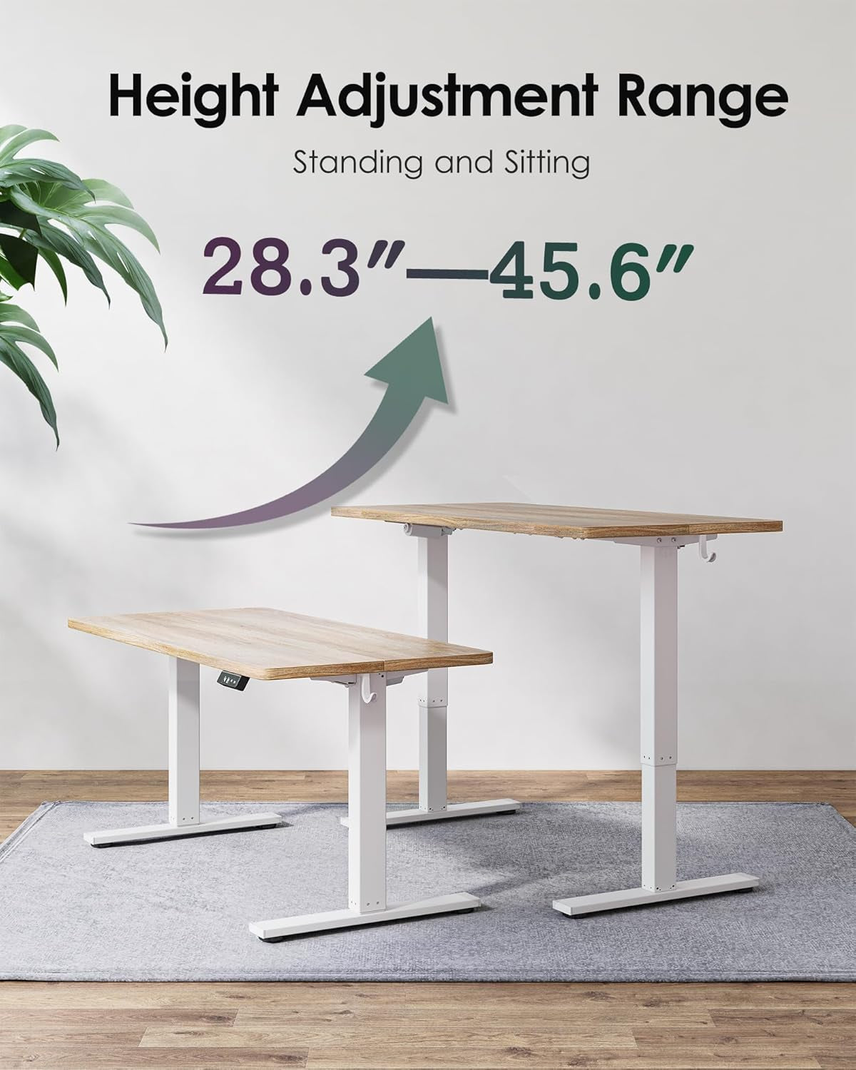 Height Adjustable Standing Desk White 47.2 Inch Wide