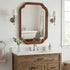 Round decorative mirror with solid wood frame and rounded corners, ideal for bedroom furniture by Sangria Beech.