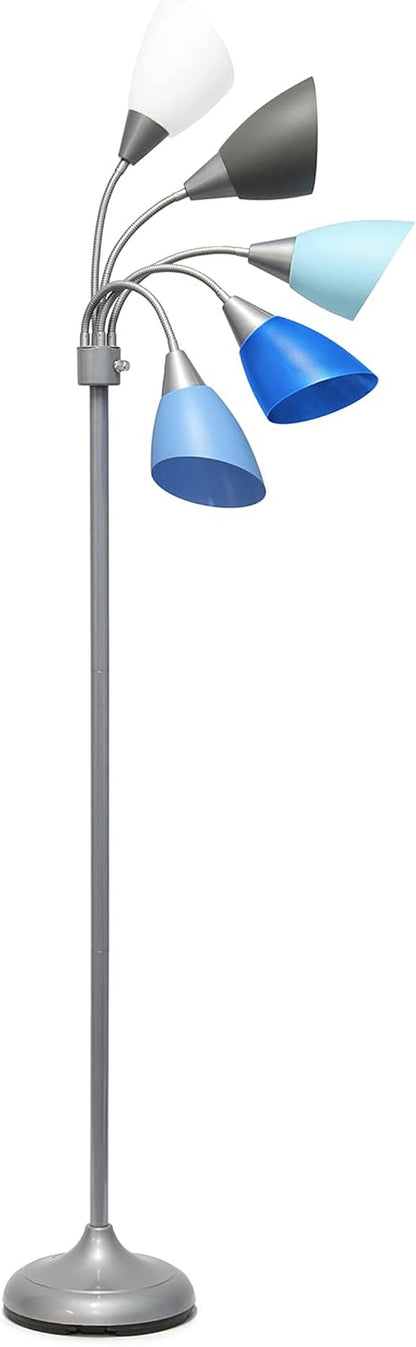 67 Inch Adjustable SilverFinish Floor Lamp Goosenecks