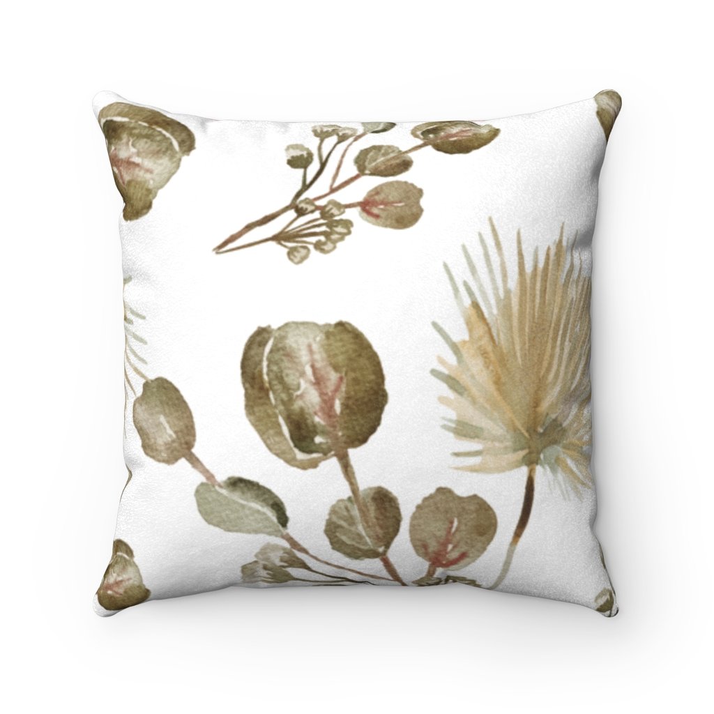 Yellow Pandora Garder Blossoms double-sided print faux suede square cushion for home decor with floral pattern.