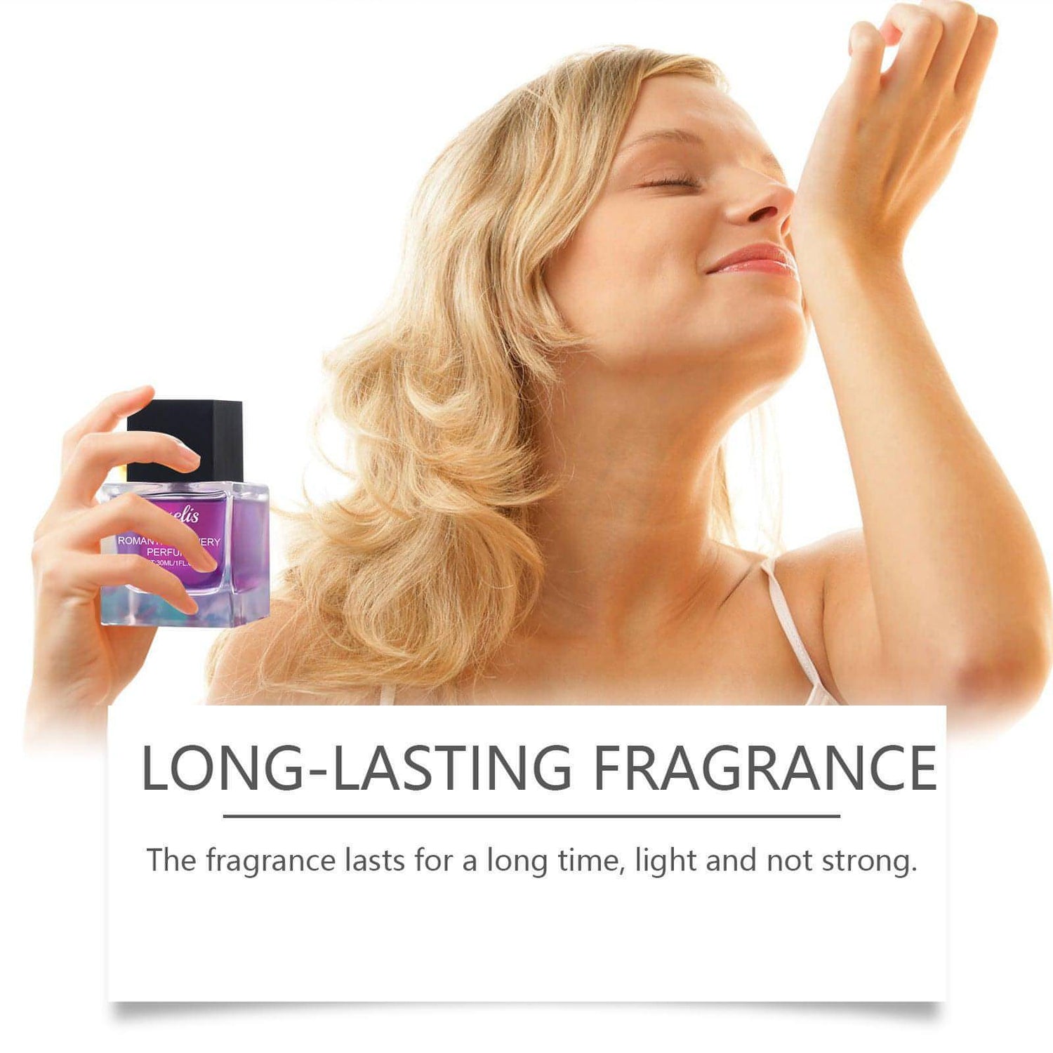 Elegant Carmine Juneberry Romantic Light Perfume bottle with floral and subtle fragrance details for lasting body care.