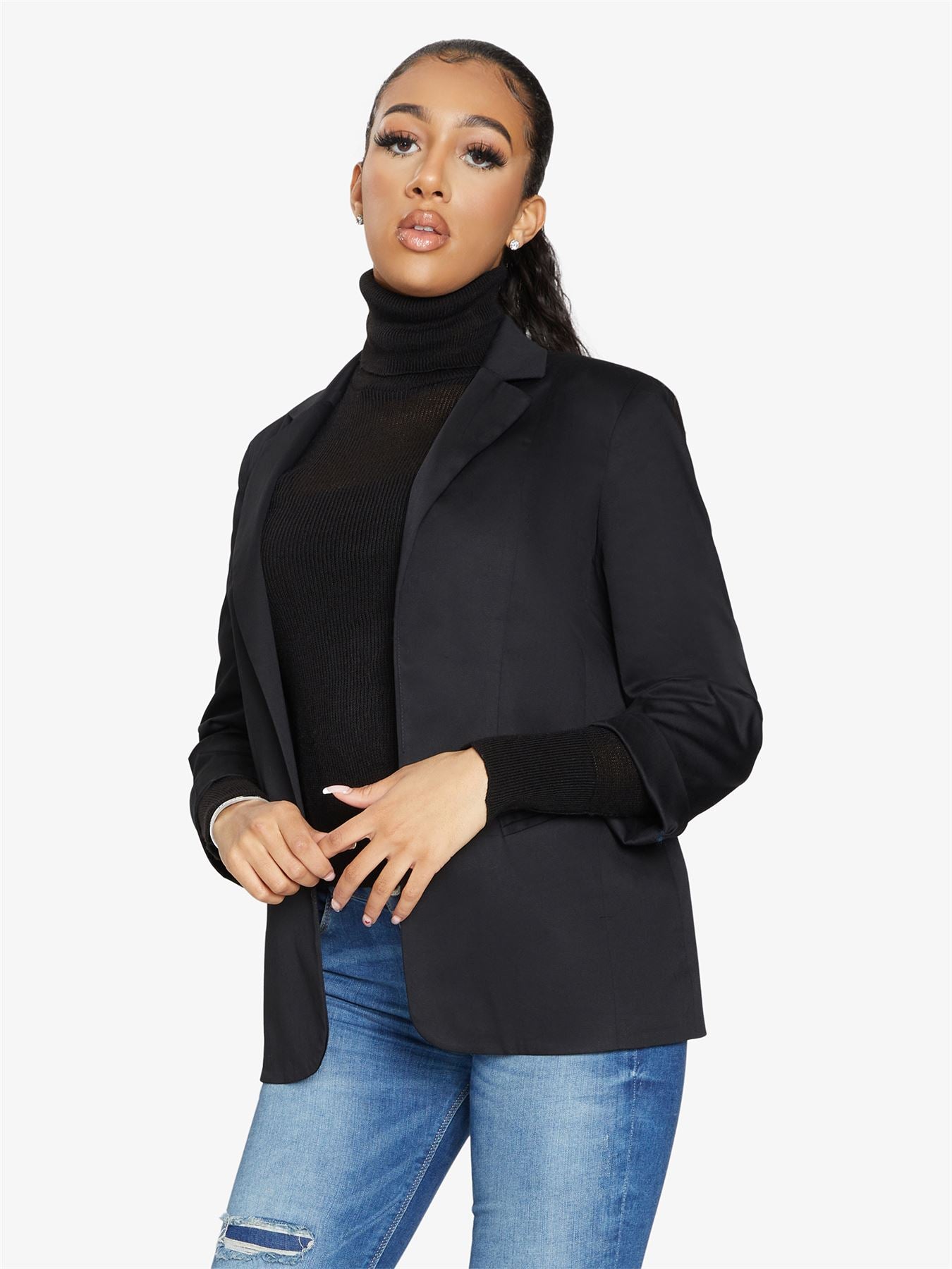 Rose Eleusis Edge To Edge Blazer jacket, tailored fit with sleek lapels and structured design, perfect for stylish formal or casual wear.