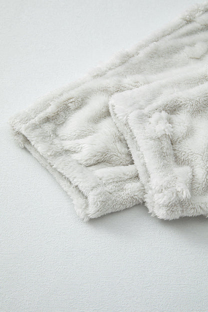 Light grey leopard textured fleece lounge set by Carmine Juneberry featuring a loose fit for comfortable casual wear.