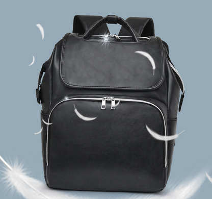 Maroon Asteria PU leather diaper bag for moms, featuring multiple pockets and a stylish maternity design.