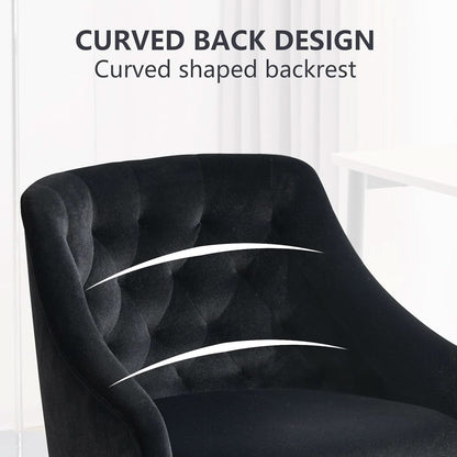 Black Velvet Office Chair 360 Swivel For Home Office