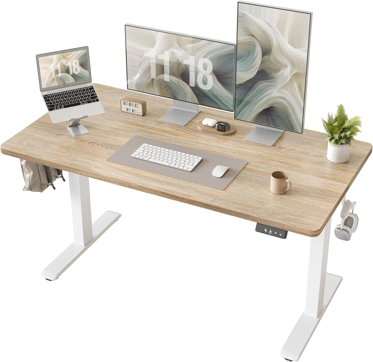 Height Adjustable Standing Desk White 47.2 Inch Wide