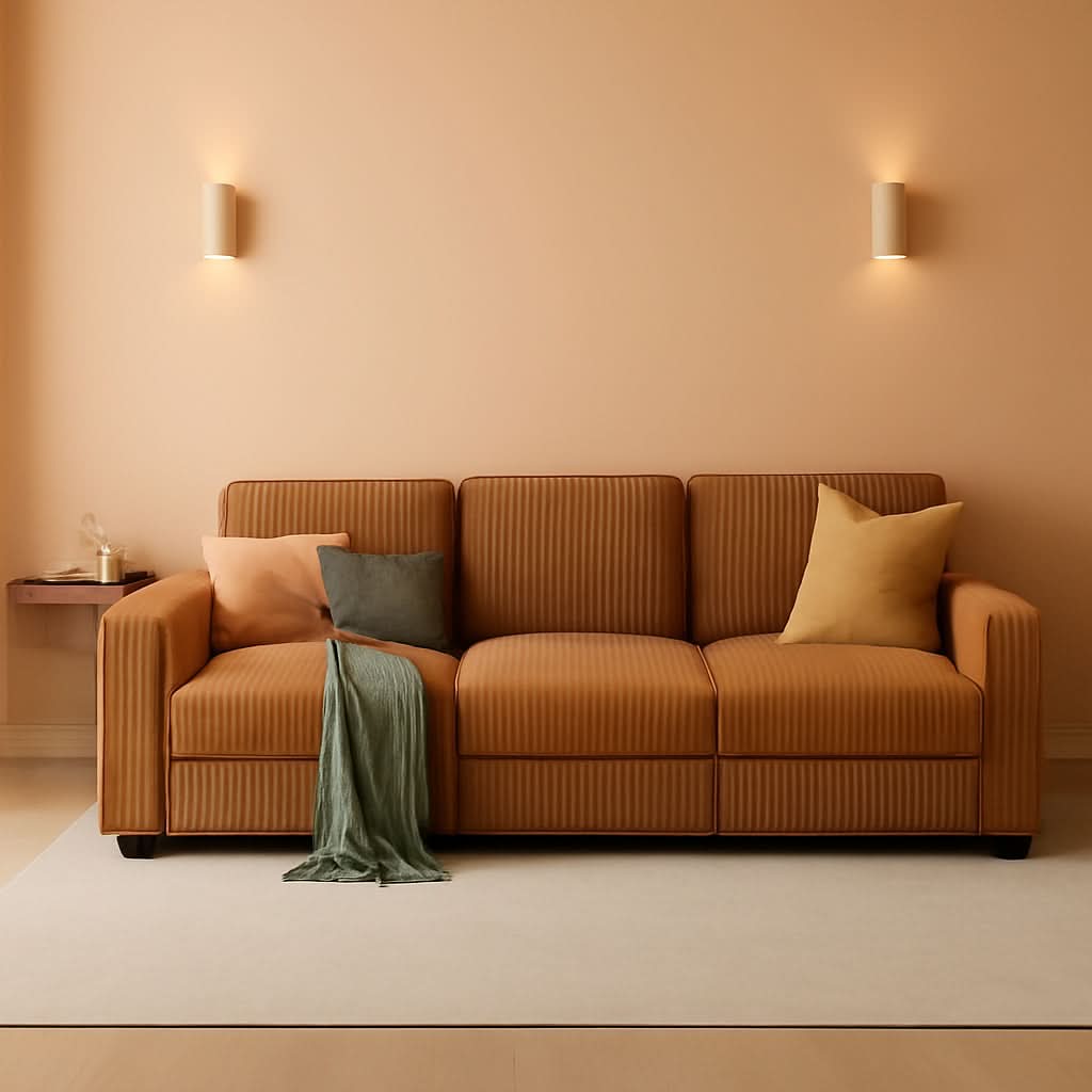 Brown UShaped Convertible Sectional Sofa Bed USBPort