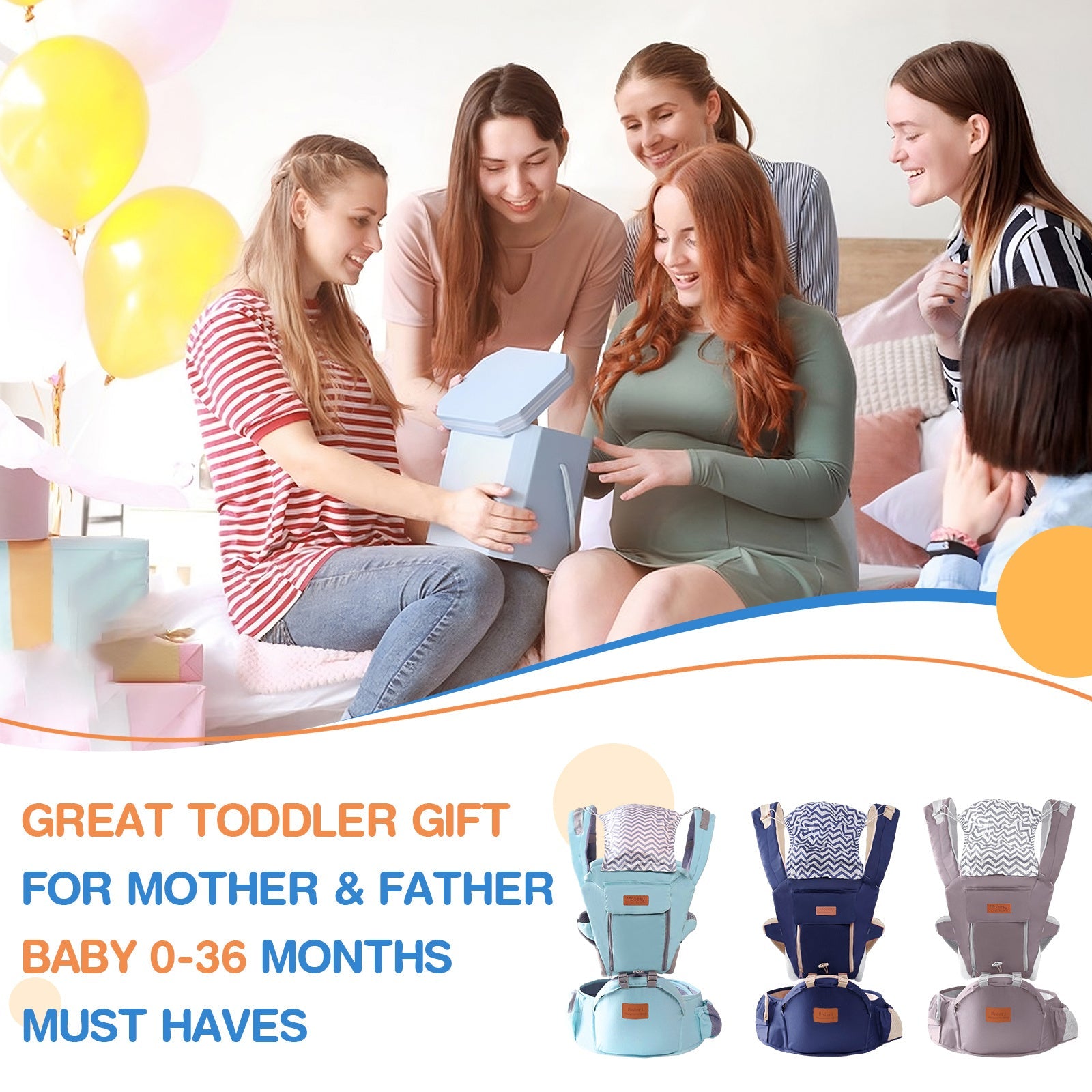 CJDropshipping multi-functional baby waist stool for newborns, featuring soft fabric and adjustable straps for holding infants securely.