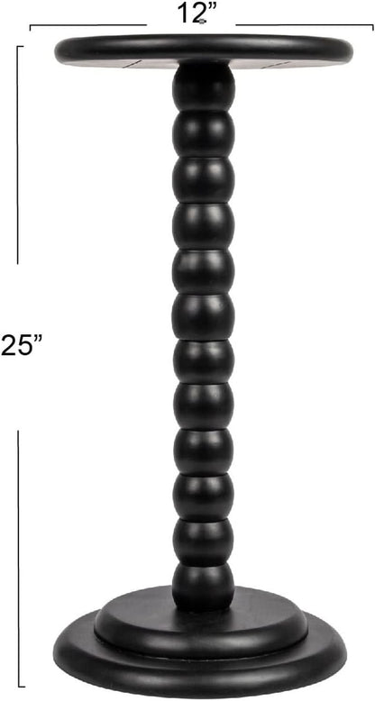 Charcoal Black Round Solid Walnut Pedestal End Table