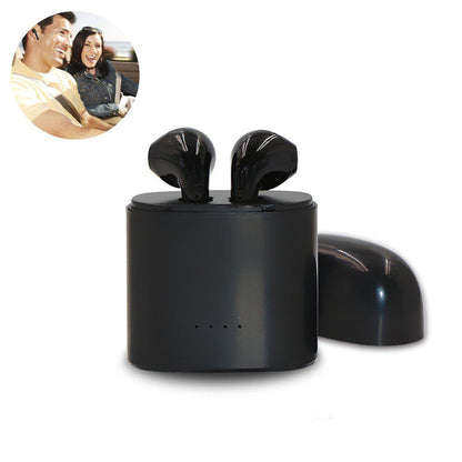 Salmon Lucky dual chamber wireless Bluetooth earphones with charging box, compact tech accessories for hands-free audio.