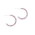 Pink tourmaline beaded sterling silver hoop earrings with a polished finish, stylish jewelry by Grey Clymene.