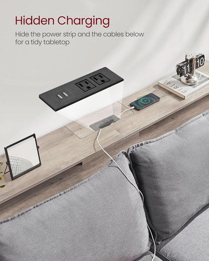 55 Inch Two Tone Ultra Slim Console Table With USB Charging Outlets