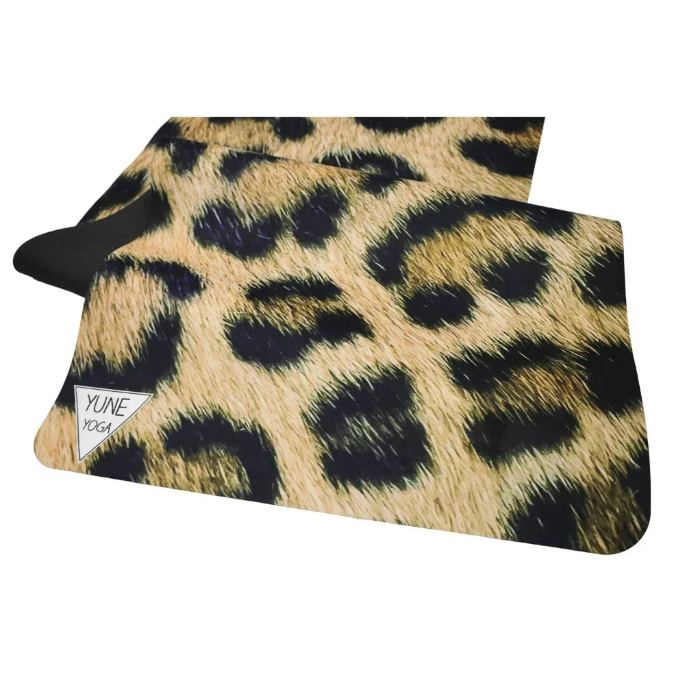 Foldable Leopard Suede Yoga Mat – 2mm Lightweight, Non-Slip Travel Mat by Yune Yoga