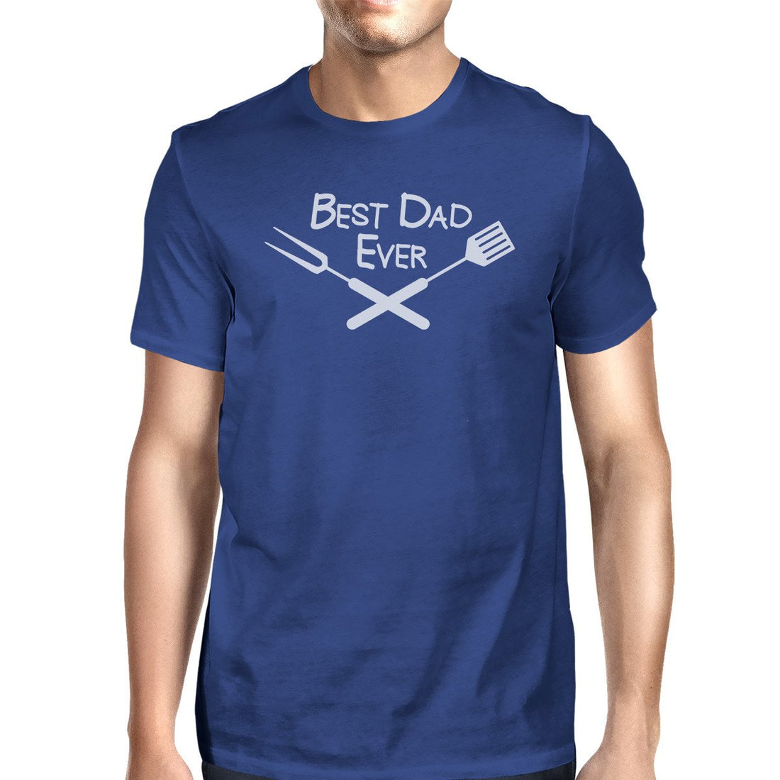 Blue graphic T-shirt for men featuring BBQ dad design by Teal Tiger, casual fit perfect for barbecues and outdoor gatherings.