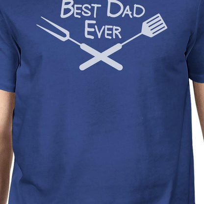 Blue graphic T-shirt for men featuring barbecue design by Teal Tiger, perfect for dad who loves grilling and outdoor cookouts.