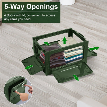 Pear Daisy folding storage bin for camping, collapsible and stackable organizer box for home and outdoor use.