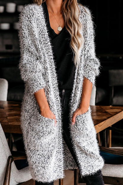 Soft beige fuzzy knit women&