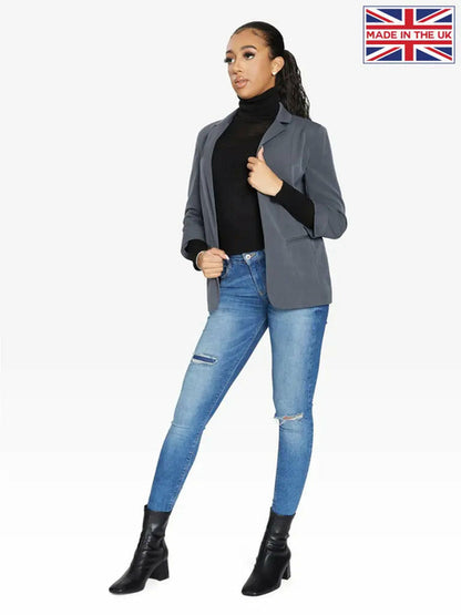 Grey Rose Eleusis Edge To Edge Blazer, tailored jacket with clean lines, displayed on a neutral background.