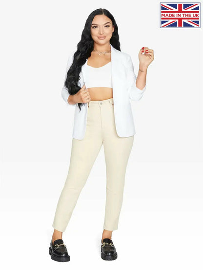 White Rose Eleusis Edge To Edge blazer, tailored jacket with clean design, front closure, and structured fit.