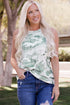 Green camo tank top from Harlequin Daisy, casual sleeveless top with a bold camouflage pattern for bath and beauty style.