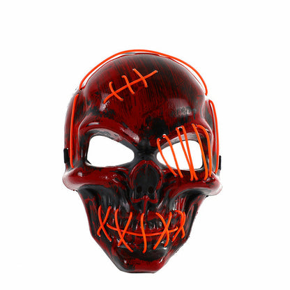 Maroon Asteria Halloween scary one-eyed pirate mask with LED light for cosplay, featuring rugged pirate design and eerie eye detail.