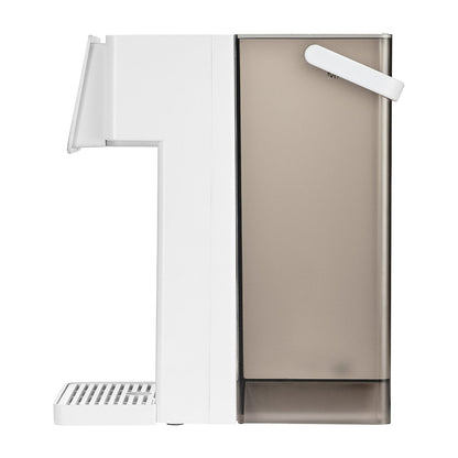 Pear Daisy countertop hot water dispenser with 6 temperature settings, 7 volume options, and 101oz capacity, ideal for home use.