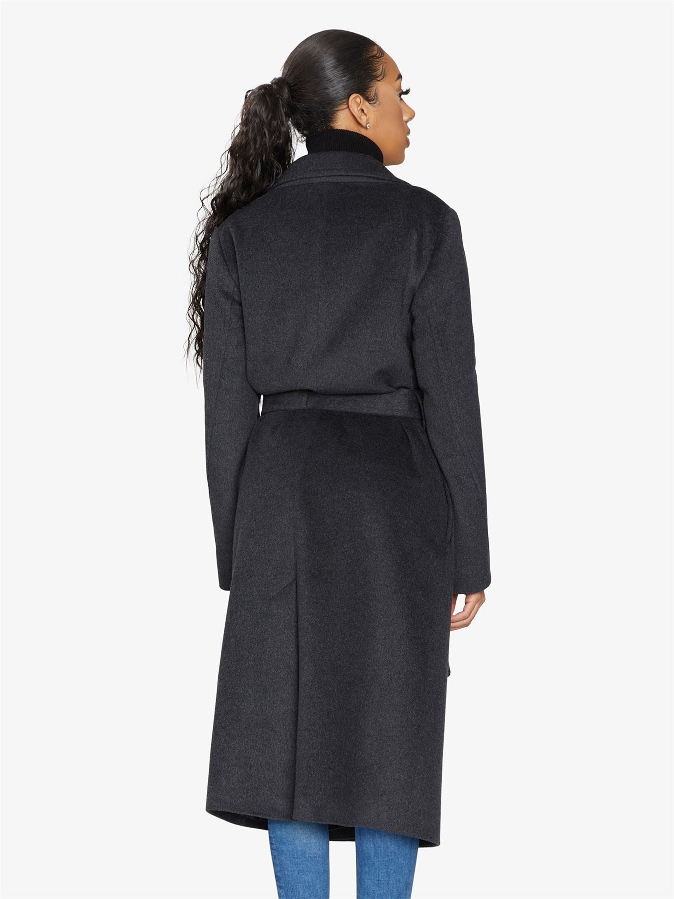 Rose Eleusis belted longline duster coat, stylish jacket with a waist belt and flowing silhouette, perfect for layered winter fashion.
