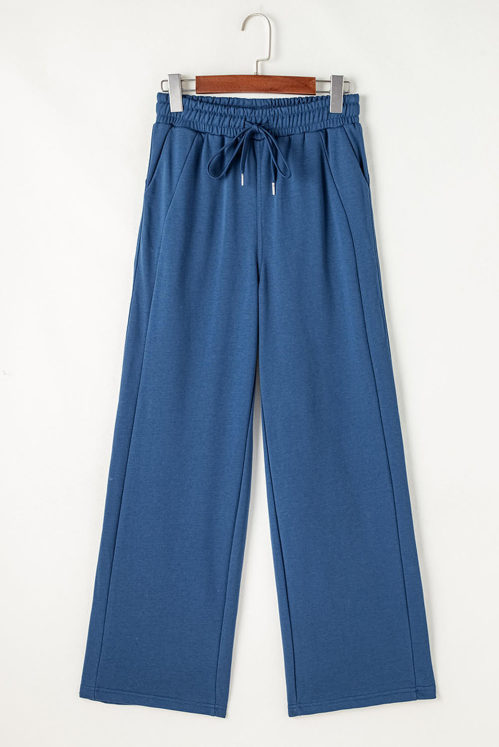Carmine Juneberry Sail Blue high waist wide leg sweatpants with drawstring, pockets, and comfortable relaxed fit.