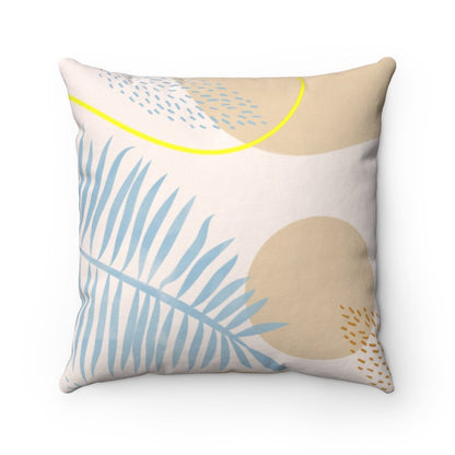 Blue leaf cushion from Yellow Pandora, home decor accent in four sizes, soft fabric with leaf pattern for cozy interior styling.