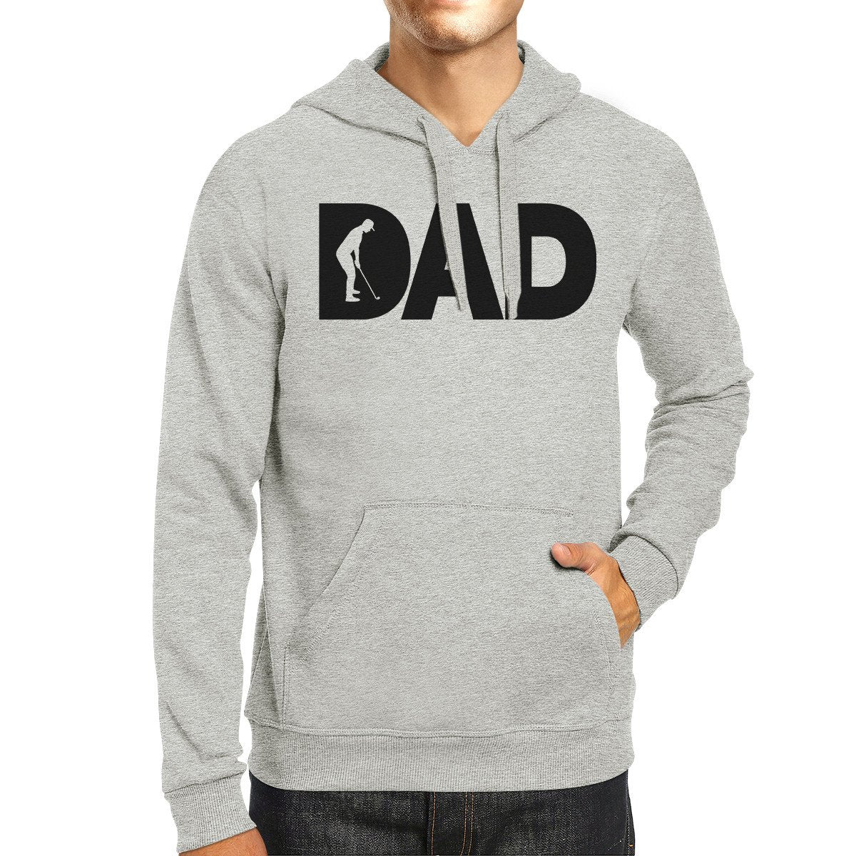 Unisex grey hoodie from Teal Tiger featuring a humorous dad golf design, casual sweater with a relaxed fit.