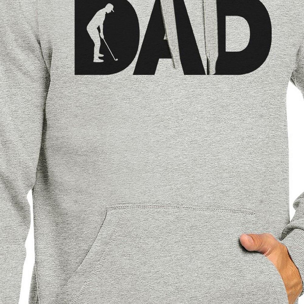 Unisex grey hoodie by Teal Tiger featuring a humorous dad golf design, casual sweater with a relaxed fit.