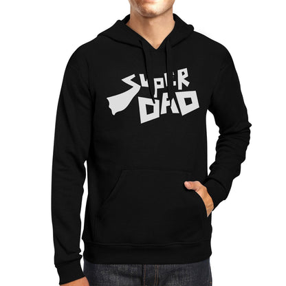 Black Super Dad unisex graphic hoodie by Teal Tiger featuring a humorous "Best Dad" design, casual sweater for men and women.